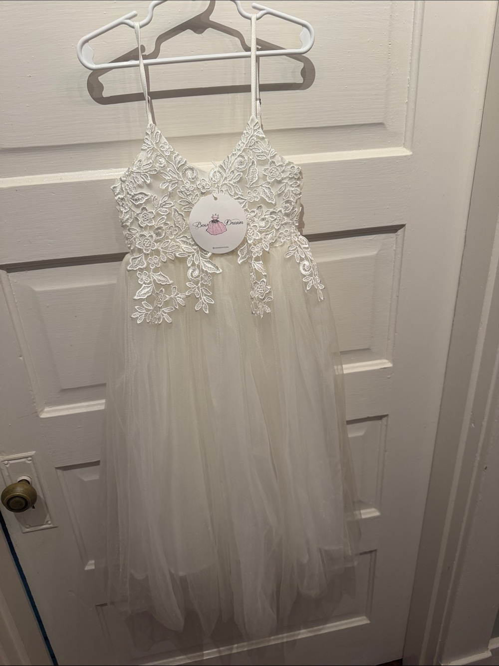 Bow Dream Lace Appliqué Tulle Formal Flower Girl Dress for Girl